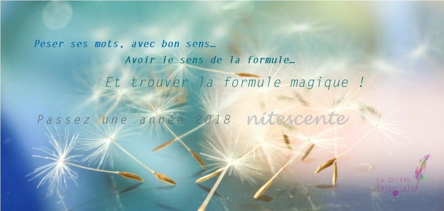 Peser ses mots avec bon sens... avoir le sens de la formule... et trouver la formule magique ! Passez une année 2018... nitescente