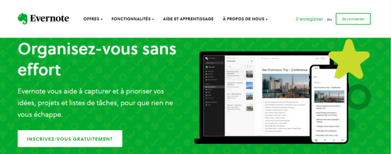 Exemple de proposition de valeur avec le site Evernote