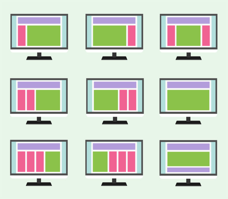 Thème WordPress - structure des pages : plusieurs écrans montrent les différentes structures de pages au sein d'un même site Web