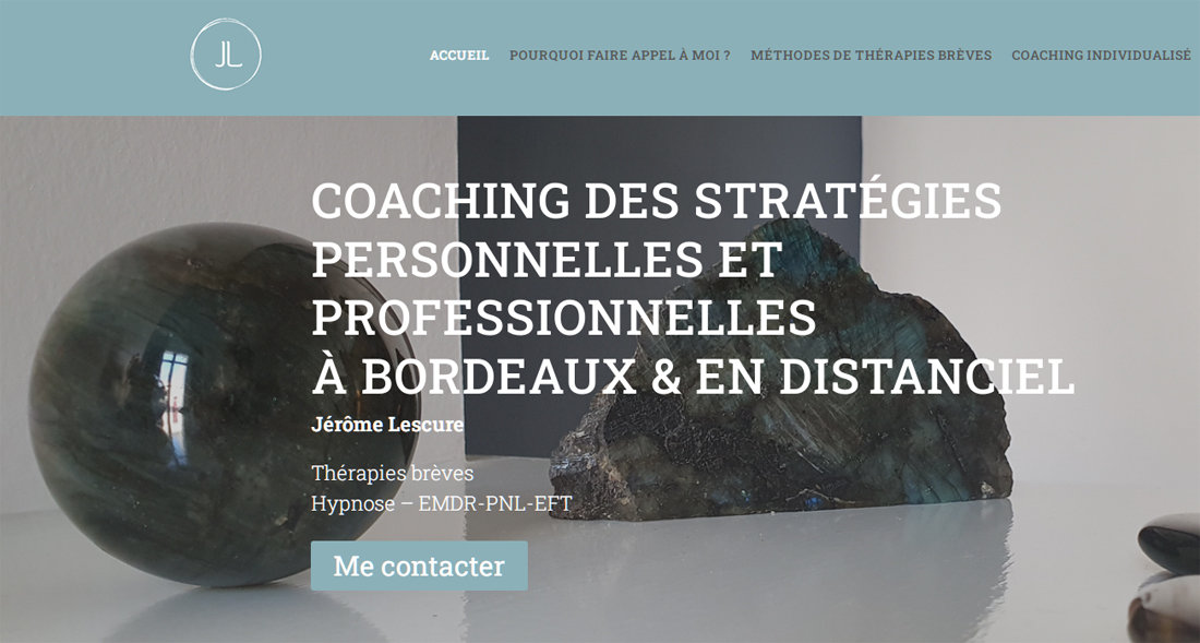 Visuel du bandeau d'accueil du site de Jérôme Lescure, coach et hypnothérapeute