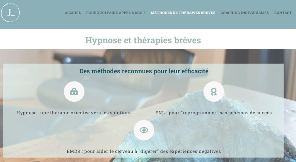 Visuel du site de Jérôme Lescure : page consacrée aux thérapies brèves
