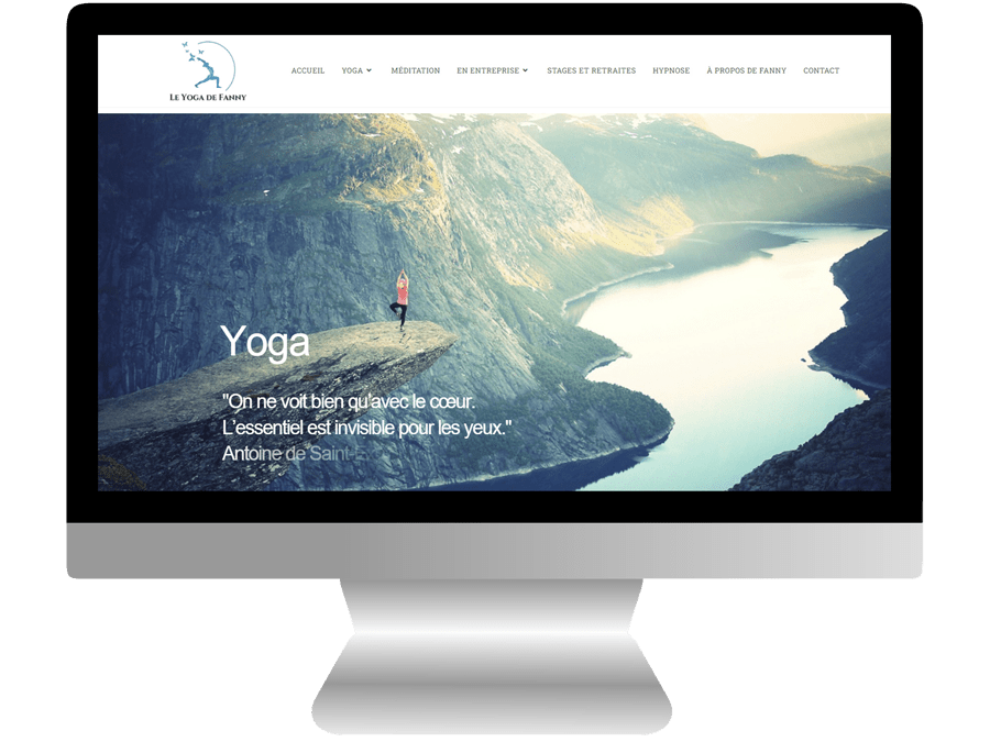 Visuel de la page d'accueil du site Web professionnel Le Yoga de Fanny conçu et réalisé par La Griffe Éditoriale