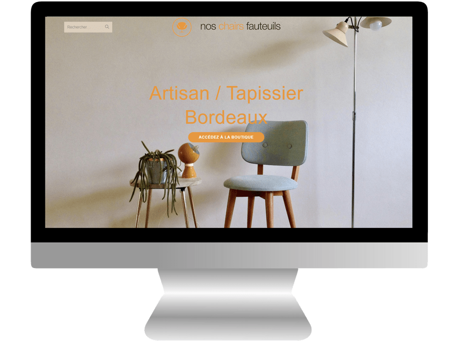 Visuel de la page d'accueil du site Web professionnel Nos Chairs Fauteuils conçu et réalisé par La Griffe Éditoriale